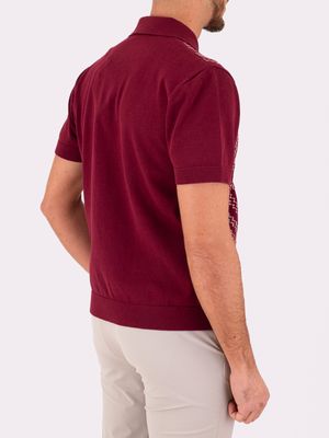 3. Paolo Pecora Milano Men's Polo Shirt with Graphic Pattern on the Front Bordeaux