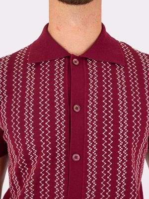 4. Paolo Pecora Milano Men's Polo Shirt with Graphic Pattern on the Front Bordeaux