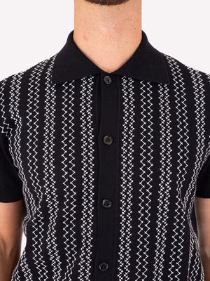 4. Paolo Pecora Milano Men's Polo Shirt with Graphic Pattern on the Front Black