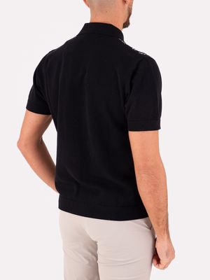 3. Paolo Pecora Milano Men's Polo Shirt with Graphic Pattern on the Front Black