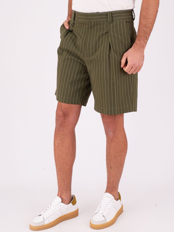 2. Bermuda Uomo Paolo Pecora Milano a Righe Verticali Verde Oliva Paolo Pecora Milano d0121521