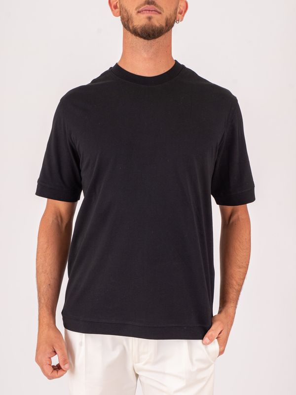 Paolo Pecora Milano Men's Crew Neck Cotton T-Shirt Black Paolo Pecora Milano