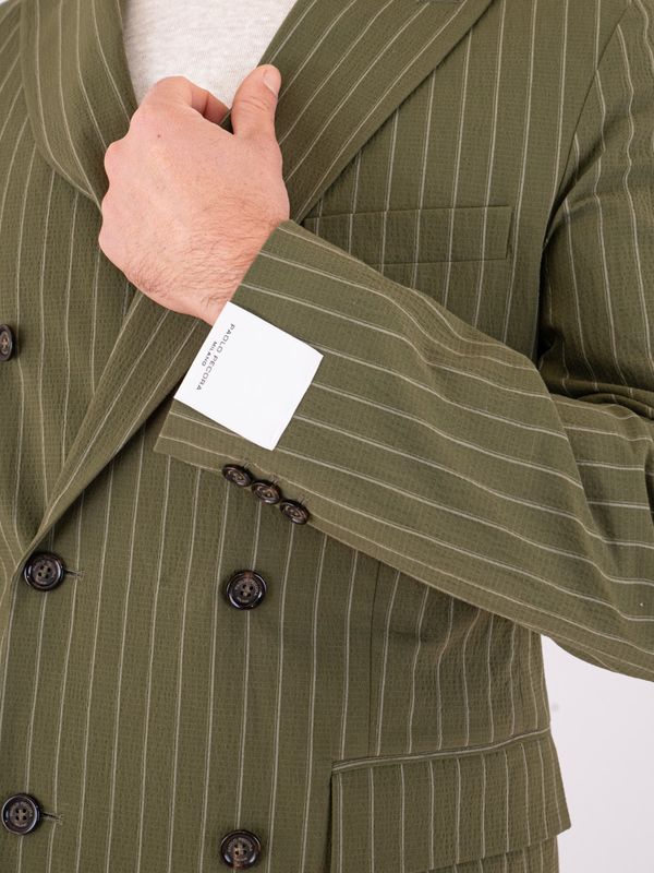 4. Veste croisée pour homme Paolo Pecora Milano à rayures verticales Vert olive Paolo Pecora Milano l0131521
