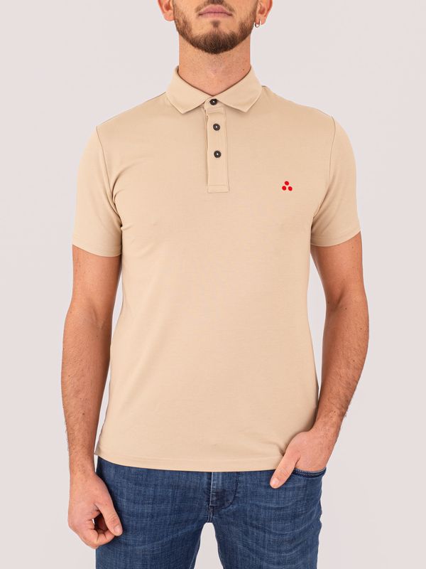 Polo Uomo Peuterey Manica Corta con Logo Ricamato Beige Peuterey