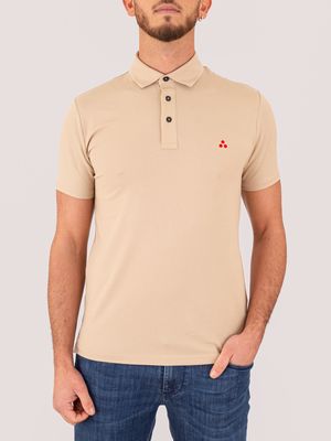 1. Polo Uomo Peuterey Manica Corta con Logo Ricamato Beige