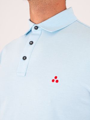 4. Polo Uomo Peuterey Manica Corta con Logo Ricamato Celeste