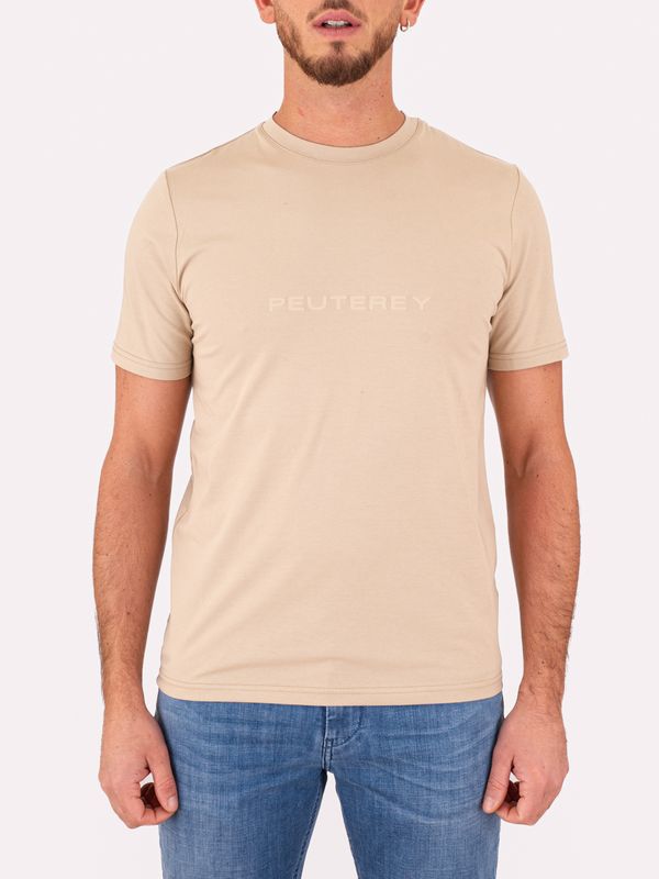 T-shirt Uomo Peuterey Girocollo con Logo Frontale Beige Peuterey