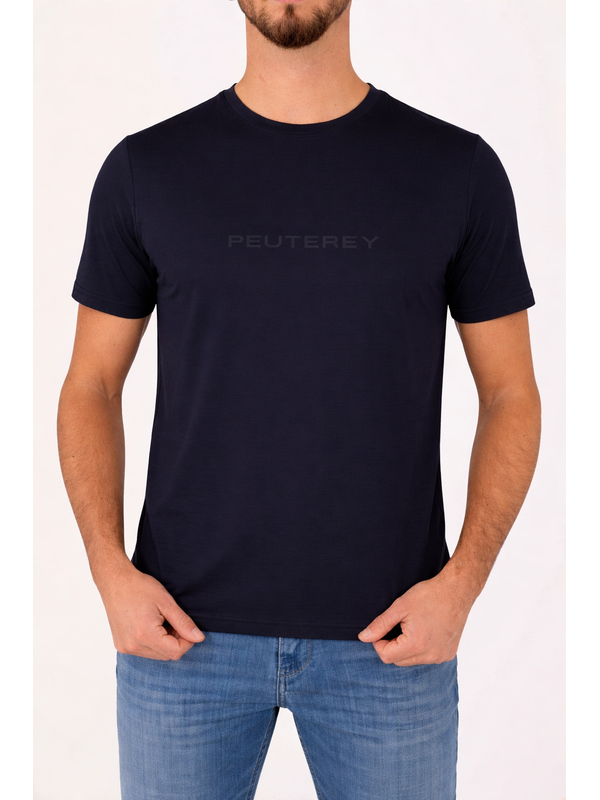 1. Peuterey Men's Crew Neck T-Shirt with Front Logo Blue Peuterey peu579699012247