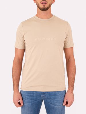 1. Peuterey Men's Crew Neck T-Shirt with Front Logo Beige