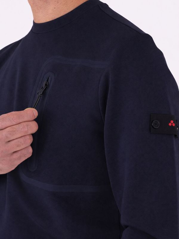 4. Sweat-shirt Peuterey pour homme, col rond, avec poche zippée sur le devant Bleu Peuterey peu579999012177