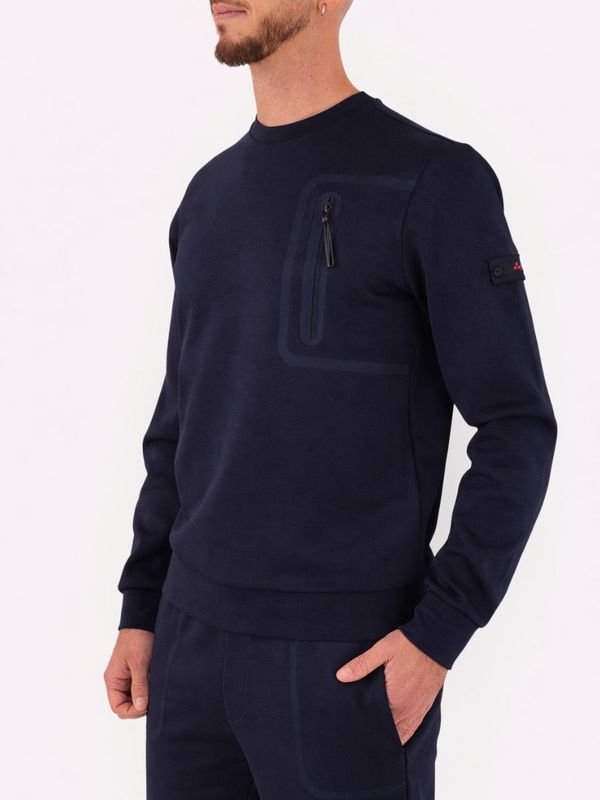 2. Sweat-shirt Peuterey pour homme, col rond, avec poche zippée sur le devant Bleu Peuterey peu579999012177