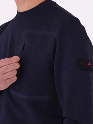 4. Sweat-shirt Peuterey pour homme, col rond, avec poche zippée sur le devant Bleu