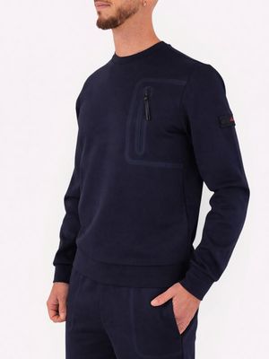 2. Sweat-shirt Peuterey pour homme, col rond, avec poche zippée sur le devant Bleu