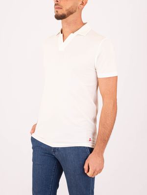 2. Polo uomo Peuterey in misto cotone e seta design minimal Bianco