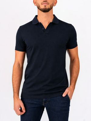 1. Polo uomo Peuterey in misto cotone e seta design minimal Blu