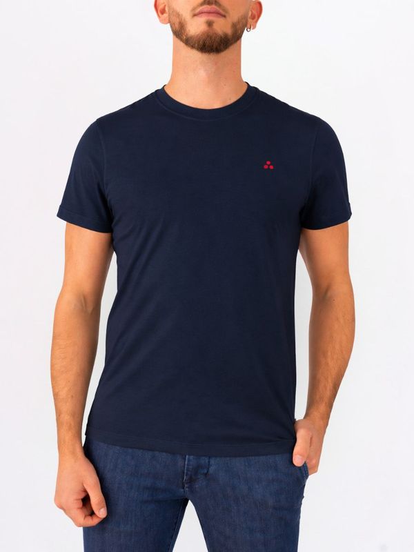 T-shirt uomo Peuterey in cotone con logo cucito sul petto Blu Peuterey