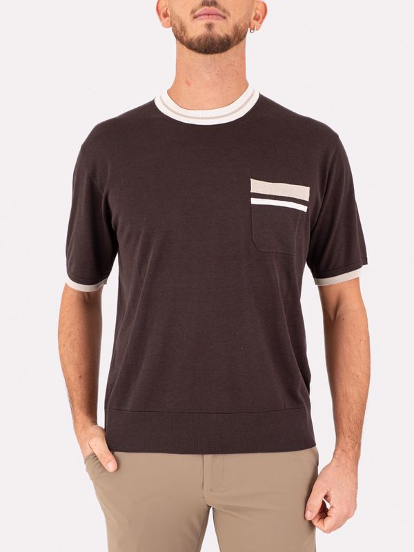 1. Paolo Pecora Milano Men's T-Shirt with Contrast Pocket Brown Paolo Pecora Milano a032f200