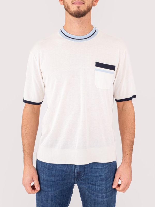 T-shirt homme Paolo Pecora Milano avec poche contrastée Crème Paolo Pecora Milano