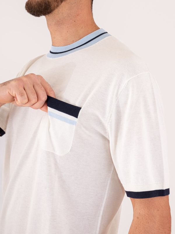 4. T-shirt Uomo Paolo Pecora Milano con Taschino a Contrasto Panna Paolo Pecora Milano a032f200