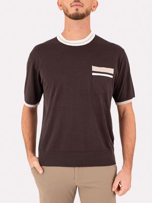 1. T-shirt homme Paolo Pecora Milano avec poche contrastée Brun