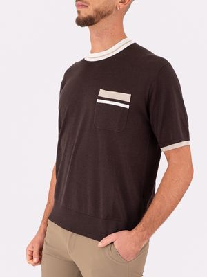 2. T-shirt homme Paolo Pecora Milano avec poche contrastée Brun