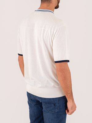 3. T-shirt Uomo Paolo Pecora Milano con Taschino a Contrasto Panna