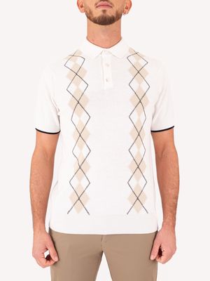 1. Paolo Pecora Men's Short-Sleeved Polo Shirt with Front Motif White