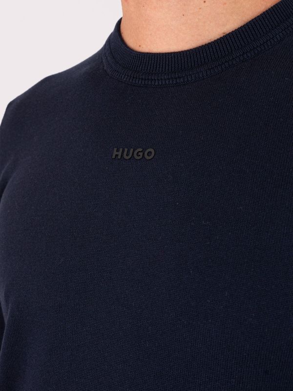 4. Pull HUGO pour homme à col rond avec logo sur le devant Bleu Hugo 50553588