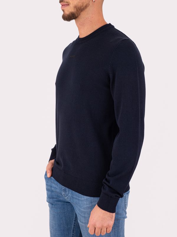 2. Pull HUGO pour homme à col rond avec logo sur le devant Bleu Hugo 50553588