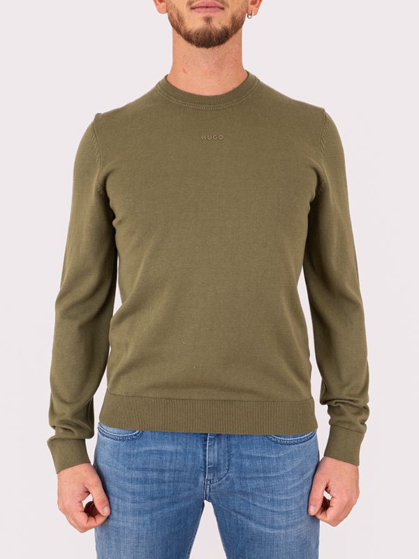 1. Pull HUGO pour homme à col rond avec logo sur le devant Vert Hugo 50553588
