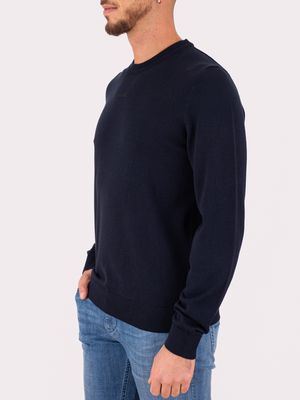 2. Pull HUGO pour homme à col rond avec logo sur le devant Bleu