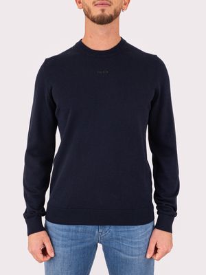 1. Pull HUGO pour homme à col rond avec logo sur le devant Bleu
