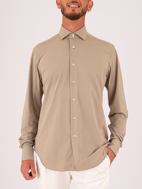 Xacus men's shirt in easy-to-iron technical fabric Beige Xacus