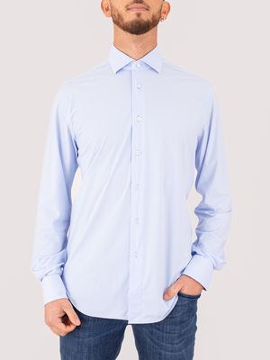 1. Camicia uomo Xacus in tessuto tecnico facile da stirare Evolution- Regular Celeste