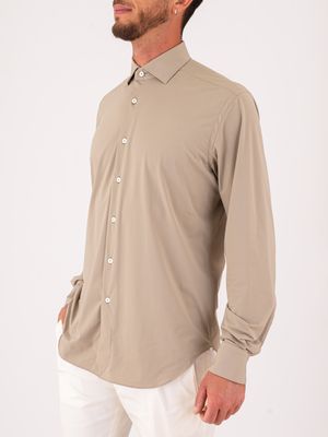 2. Camicia uomo Xacus in tessuto tecnico facile da stirare Evolution- Regular Beige