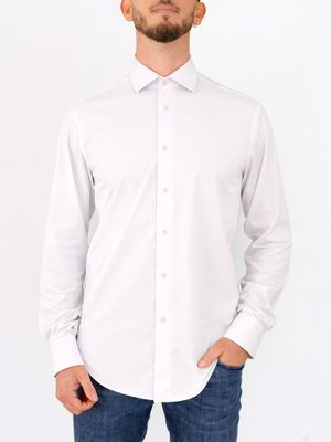 1. Camicia uomo Xacus in tessuto tecnico facile da stirare Evolution- Regular Bianco