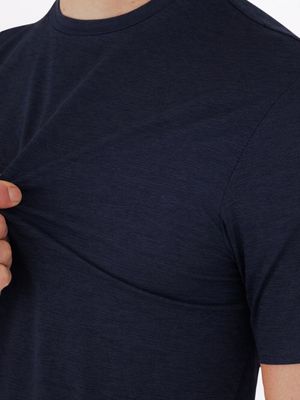 4. Xacus men's T-shirt in slim-fit technical fabric, basic style Blue Melange