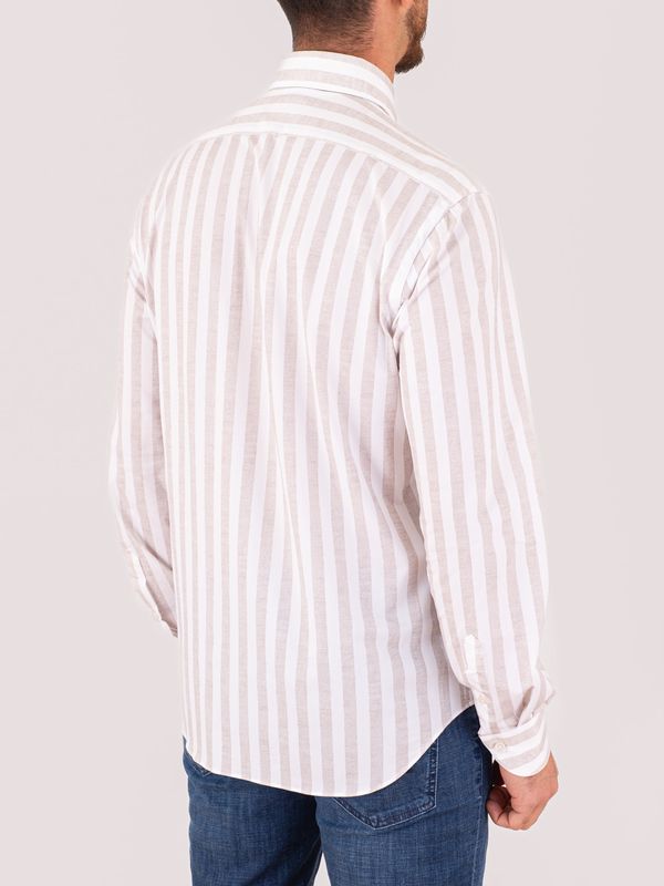 3. Camicia uomo Xacus Evolution-Regular fit con dettagli in contrasto a righe Righe Beige Xacus 21651.act358ml