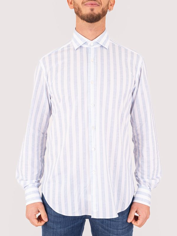 1. Camicia uomo Xacus Evolution-Regular fit con dettagli in contrasto a righe Righe Celeste Xacus 21651.act358ml