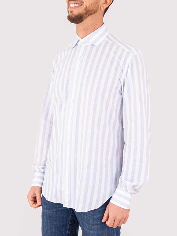 2. Camicia uomo Xacus Evolution-Regular fit con dettagli in contrasto a righe Righe Celeste Xacus 21651.act358ml