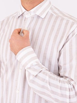 4. Camicia uomo Xacus Evolution-Regular fit con dettagli in contrasto a righe Righe Beige