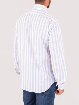 3. Camicia uomo Xacus Evolution-Regular fit con dettagli in contrasto a righe Righe Celeste