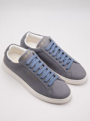 1. Baskets pour homme Manuel Ritz en cuir nubuck avec semelle carrée Bleu grisâtre