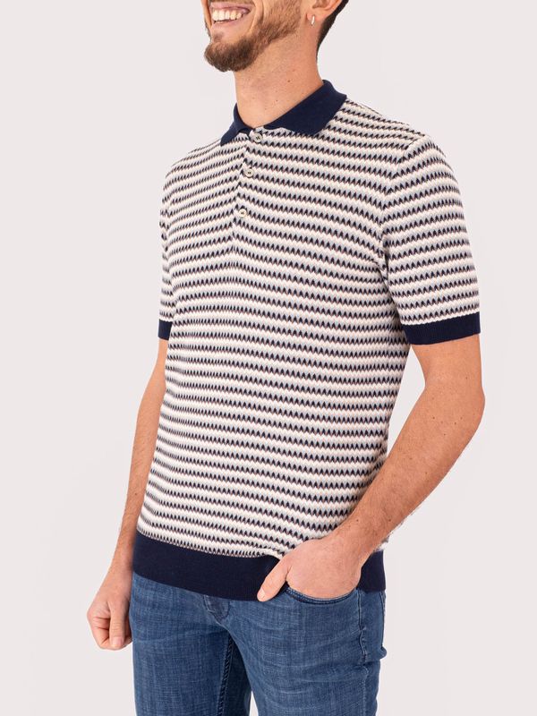 2. Polo homme Manuel Ritz en coton avec détails en jacquard Bleu MANUEL RITZ 4032m517263321