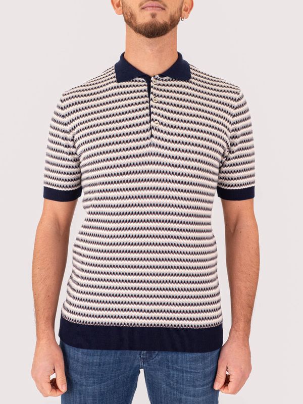 Polo uomo Manuel Ritz in cotone con dettagli in trama di jaquard Blu MANUEL RITZ