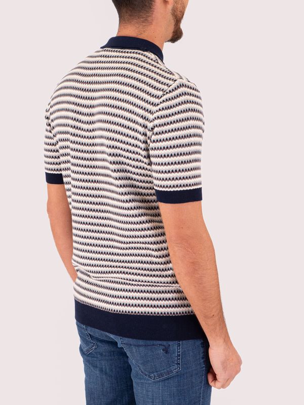 3. Polo homme Manuel Ritz en coton avec détails en jacquard Bleu MANUEL RITZ 4032m517263321