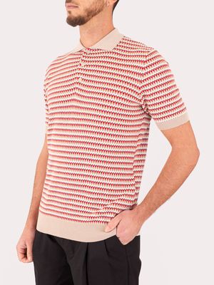 2. Polo homme Manuel Ritz en coton avec détails en jacquard Beige