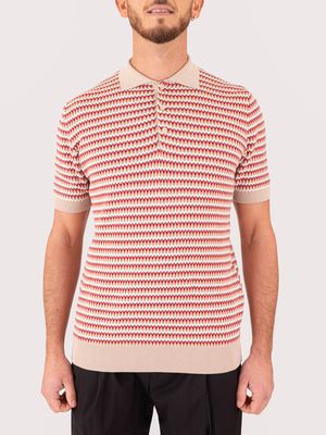 1. Polo homme Manuel Ritz en coton avec détails en jacquard Beige