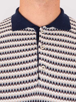 4. Polo homme Manuel Ritz en coton avec détails en jacquard Bleu