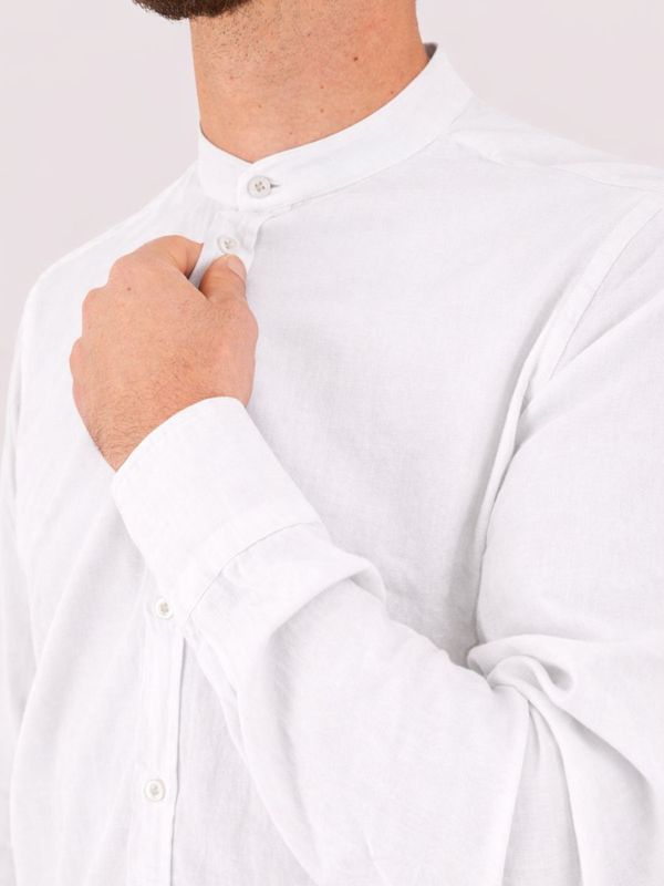 4. Camicia uomo Manuel Ritz collo alla coreana in misto lino e cotone Bianco MANUEL RITZ 4032e604l263209